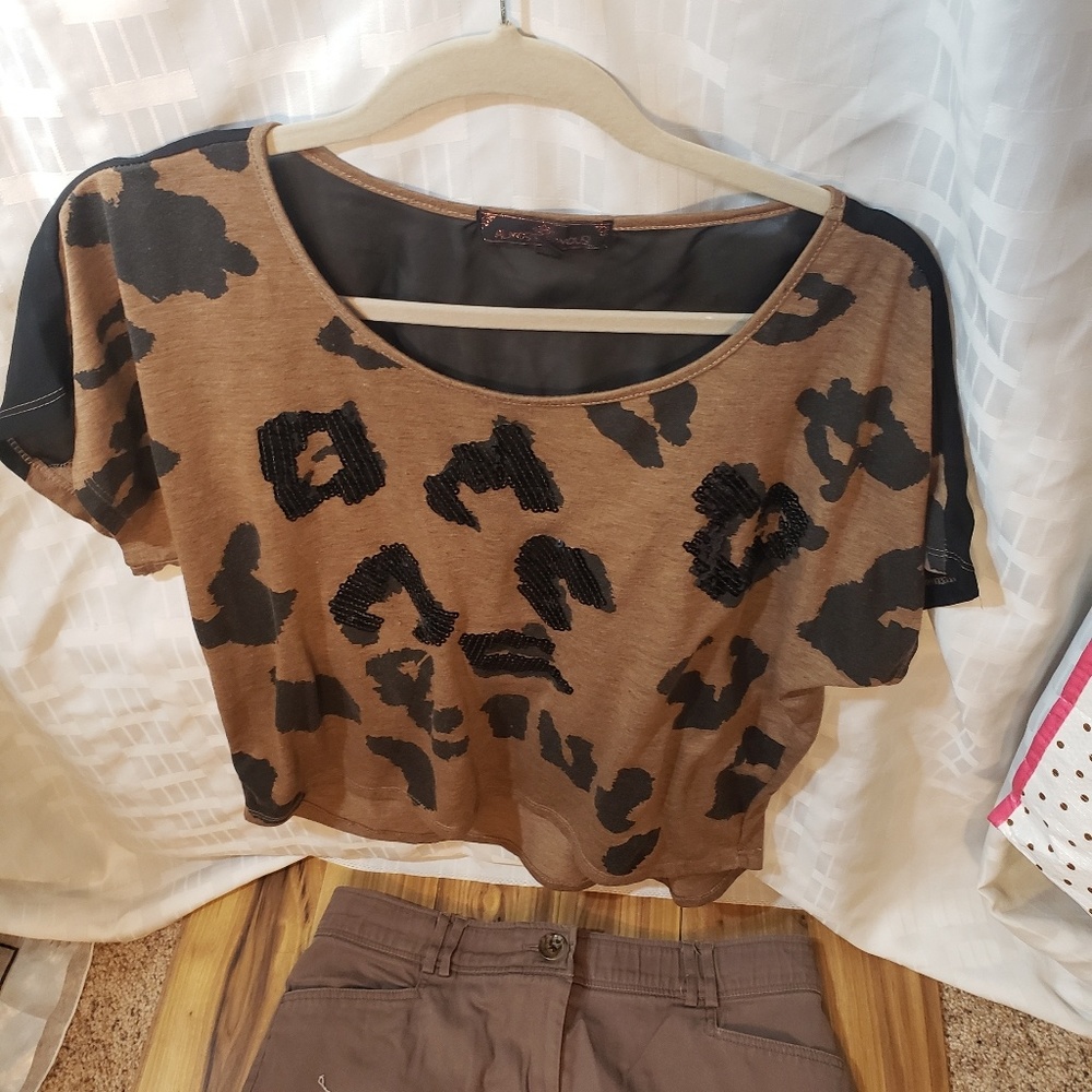 Almost famous crop top with black sequins